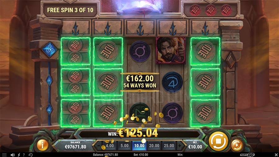 Merlin's Grimoire slotida yopishqoq Wild-belgilarga ega bepul aylanishlar bonus raundi