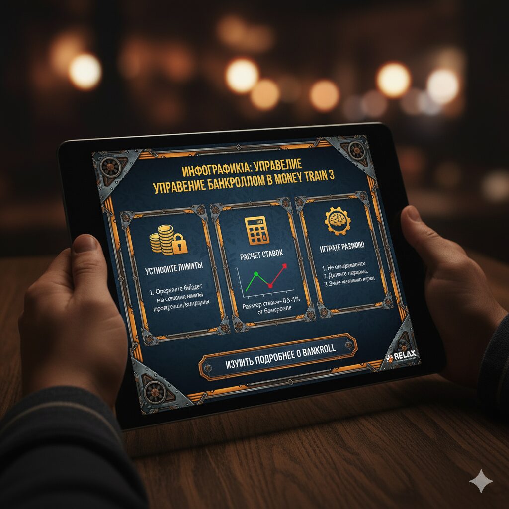 Money Train 3 üçün bankroll idarəetmə tövsiyələri ilə infoqrafika