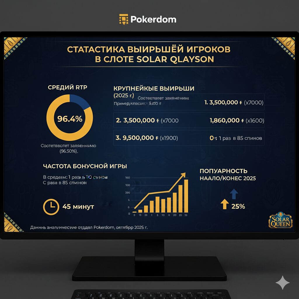 Статистика выигрышей игроков в слоте Solar Queen на Pokerdom